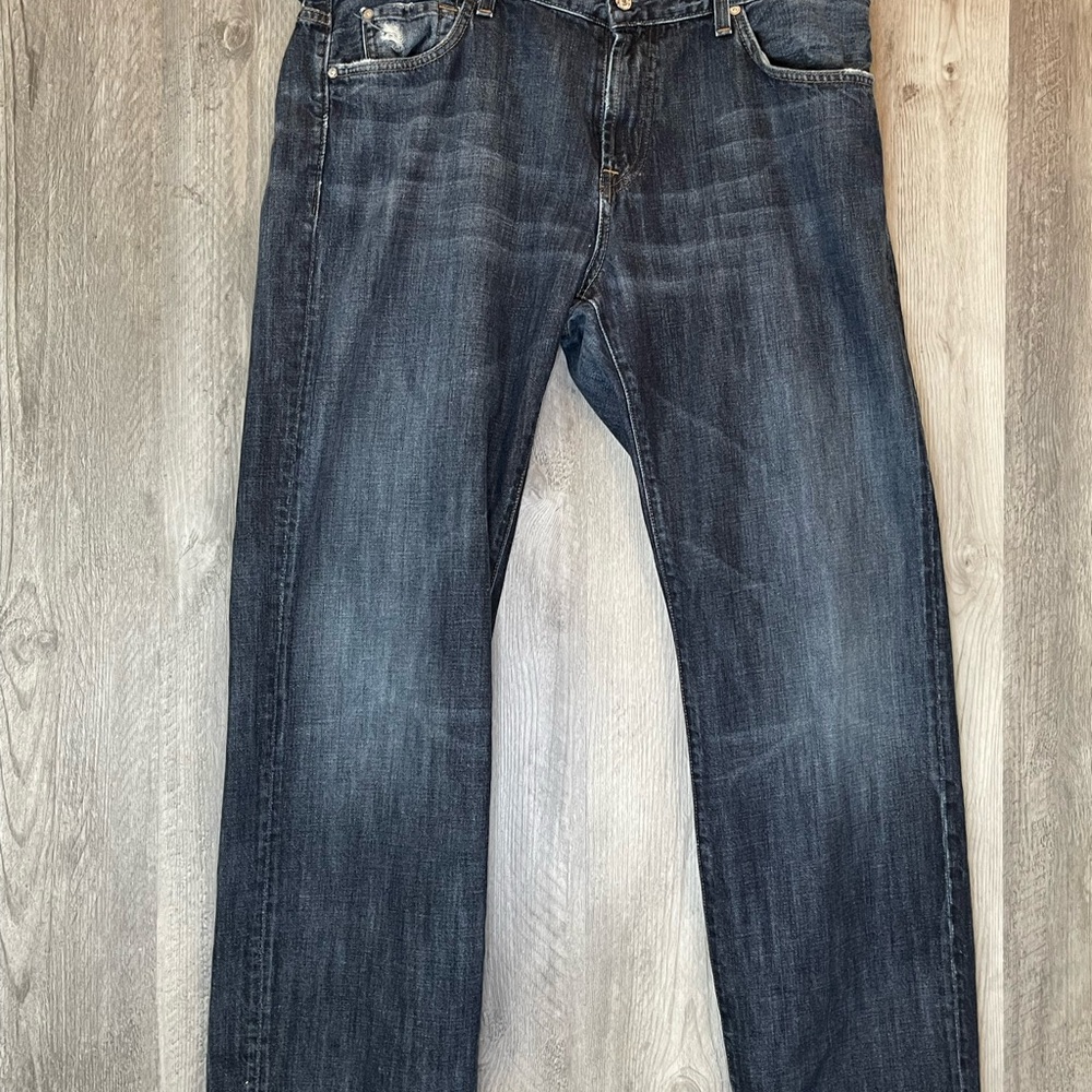 7 For All Mankind Dark Wash Straight Jeans (38x34)